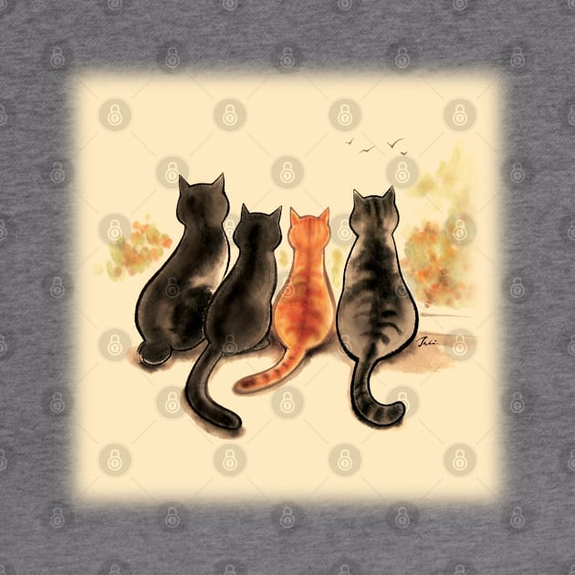 Cats family window view by juliewu